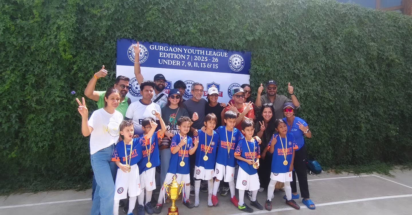 Youth football technical drills at training